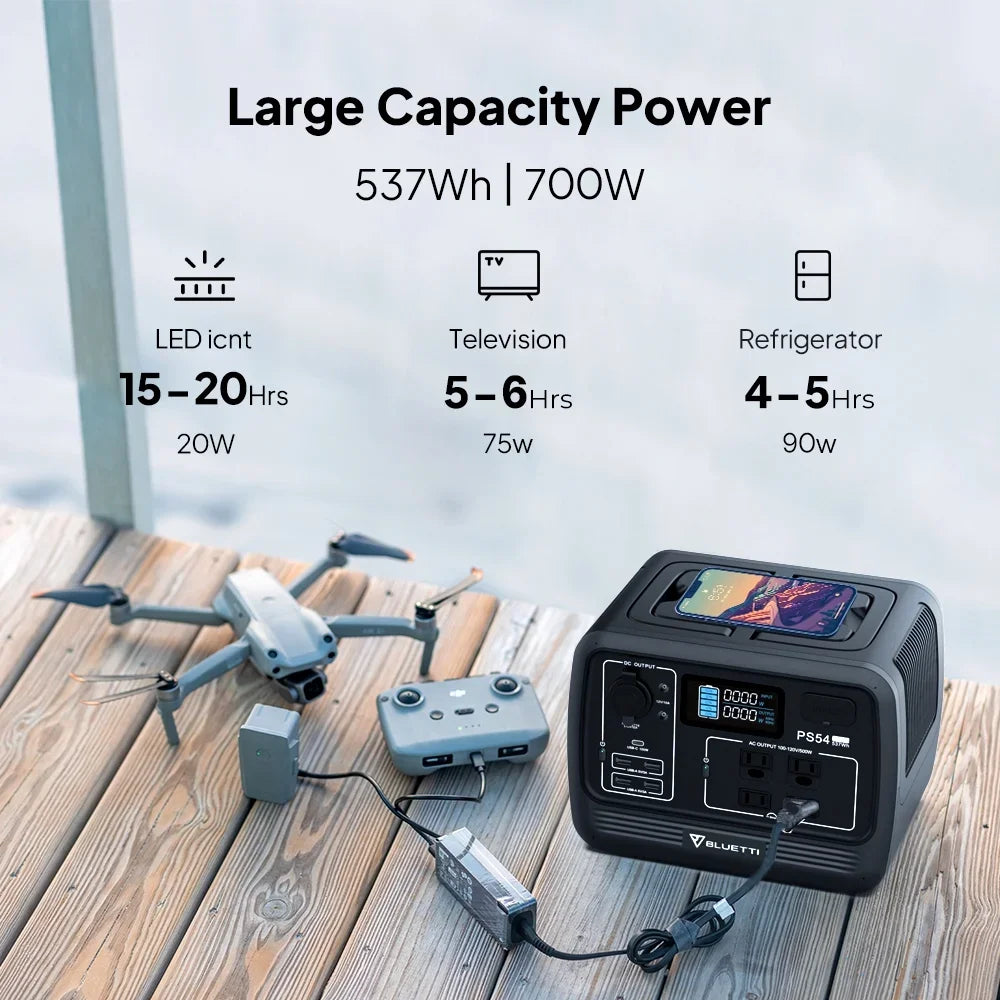 BLUETTI PS54 Solar Generator 537Wh LiFePO4 Power Station