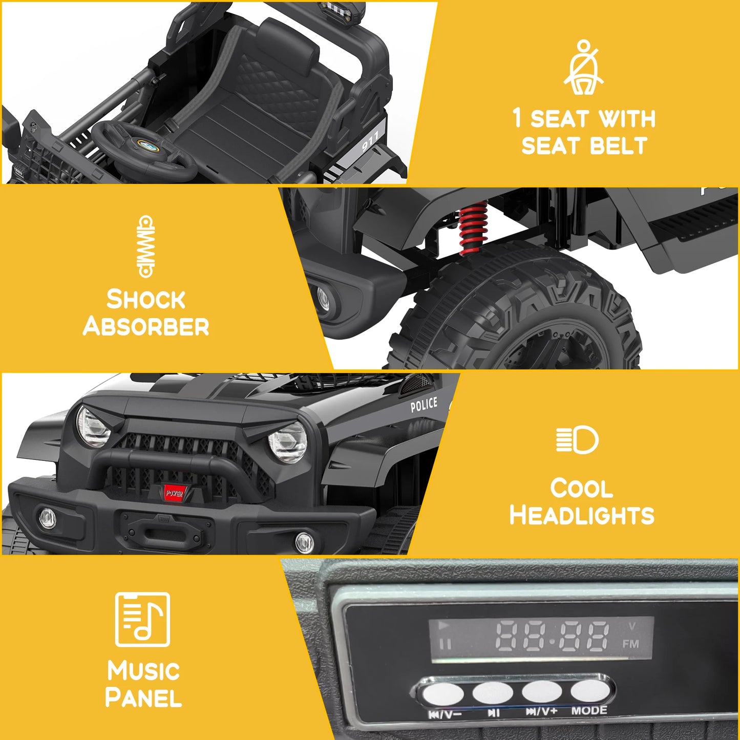 HiMISSE 12V Kids Ride On Car Battery Powered Truck Remote