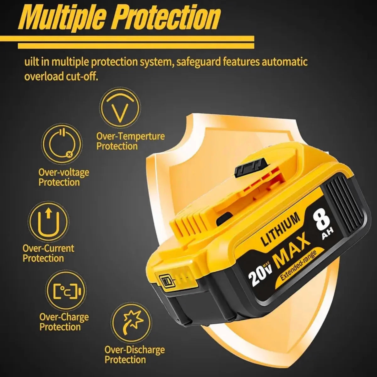 Blawhi 20V 8Ah Replacement Battery for Dewalt DCB200