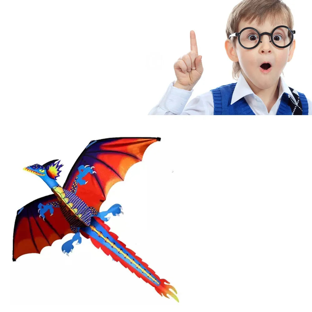 3D Dragon Kite Kids Outdoor Flying Toy With Tail Fun