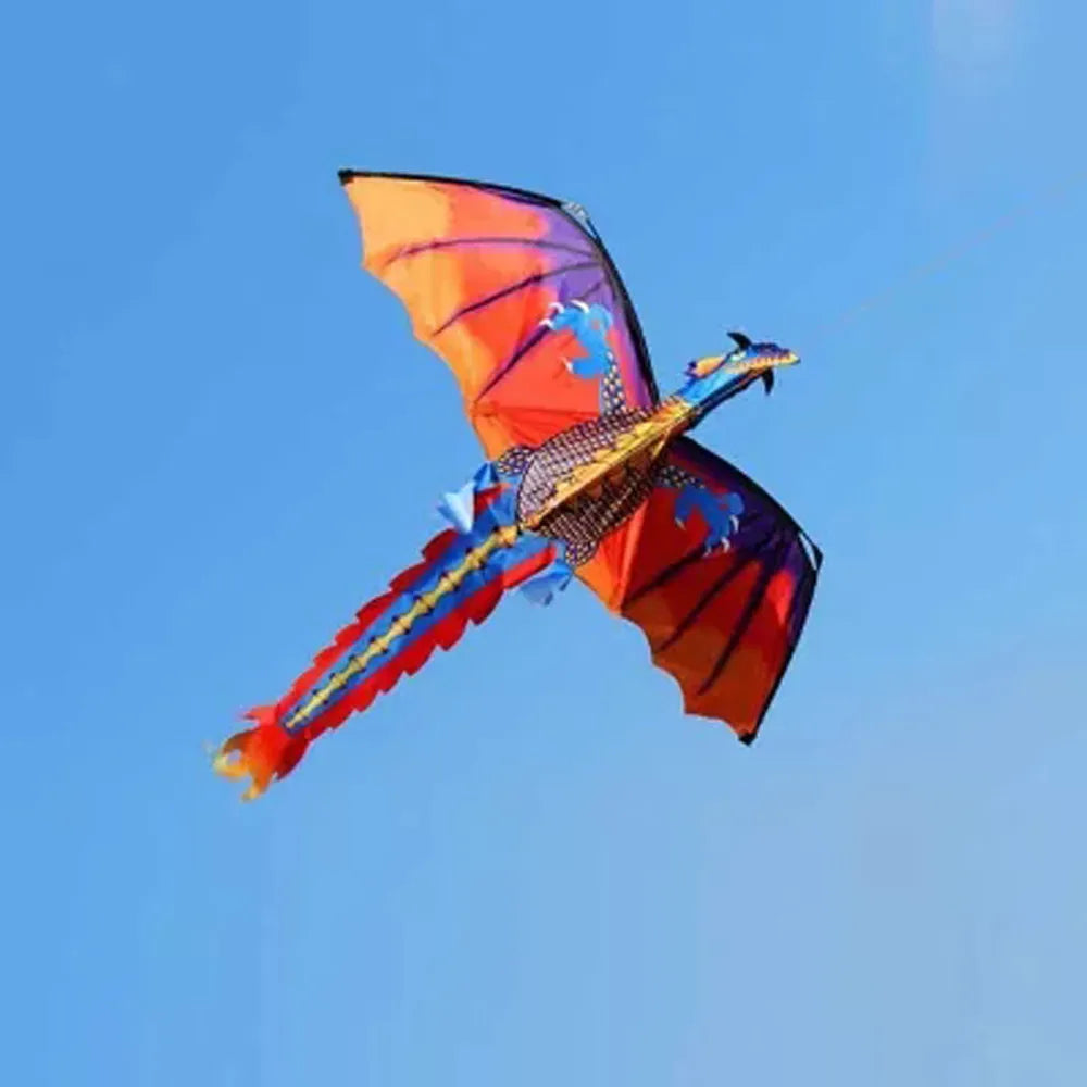 3D Dragon Kite Kids Outdoor Flying Toy With Tail Fun