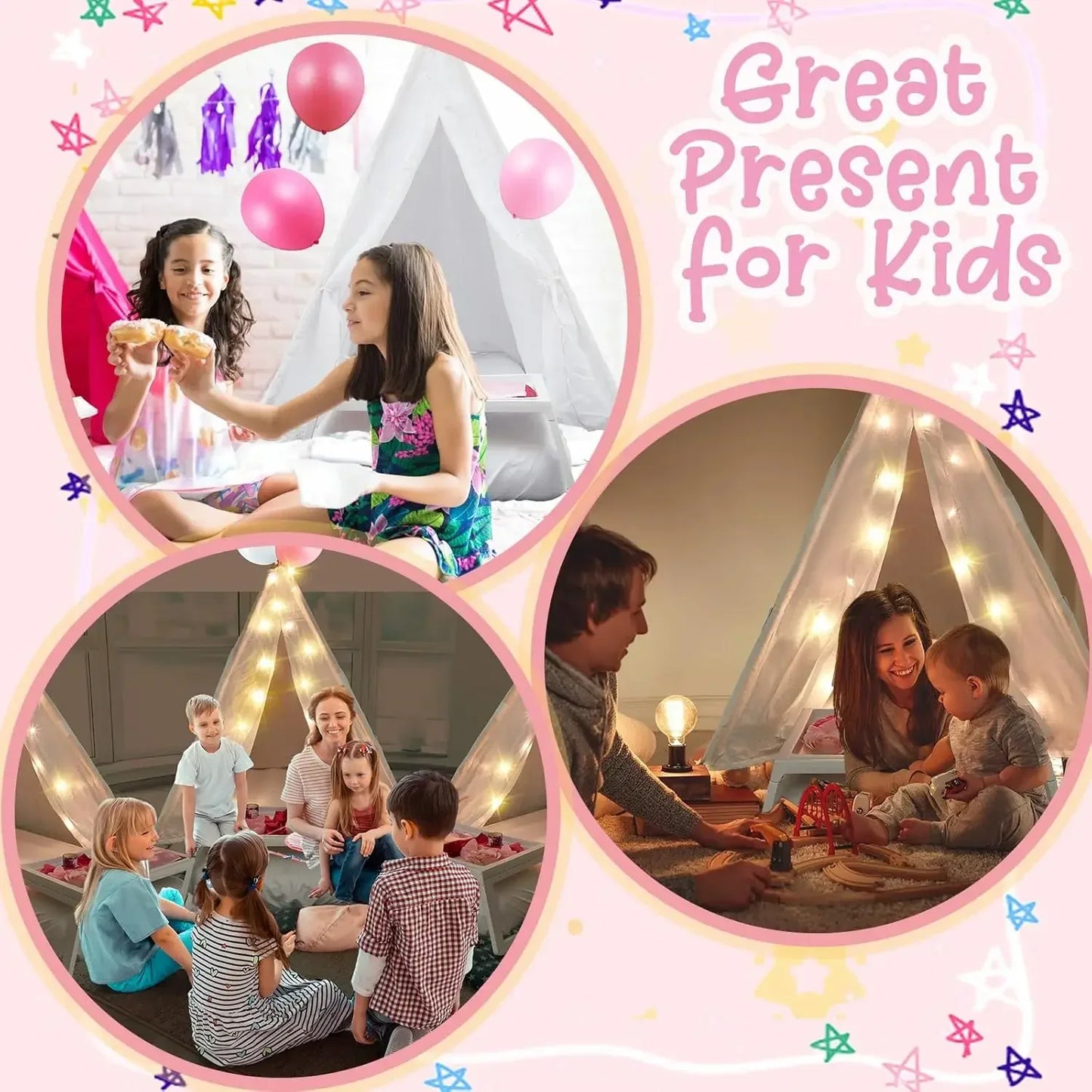 Hign-Concerned 6 Pack Sleepovers Teepee Tent For Kids