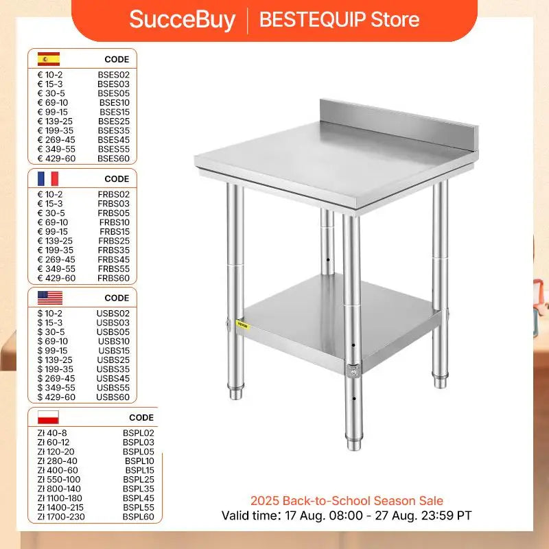 Stainless Steel Commercial Work Table With Undershelf 330LBS