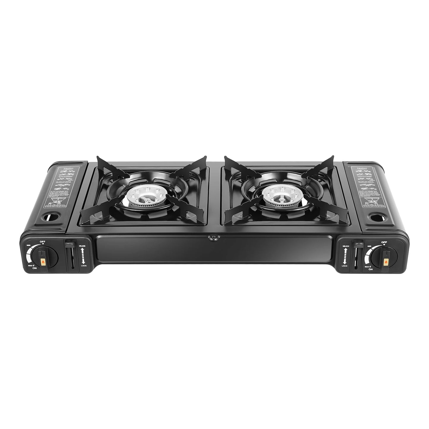 Two In One 2 Burner Butane Camping Stove With Baking Pan