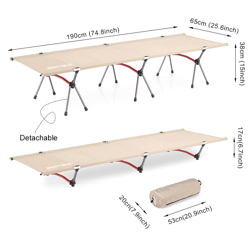 West Tune Camping Cot With Leg Extenders Ultralite Aluminum