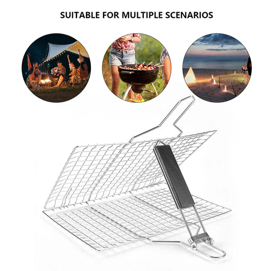 ANENG BBQ Grilling Basket Folding Outdoor Rack Stainless