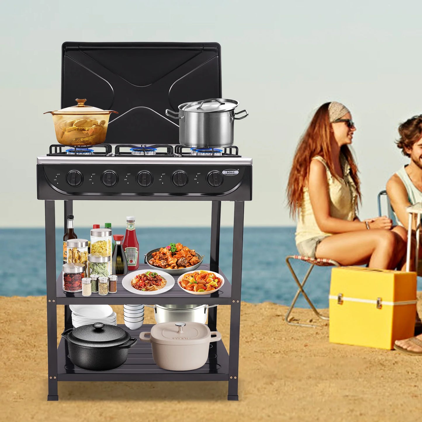 Five Burner Outdoor Gas Stove For Camping And BBQ Grill