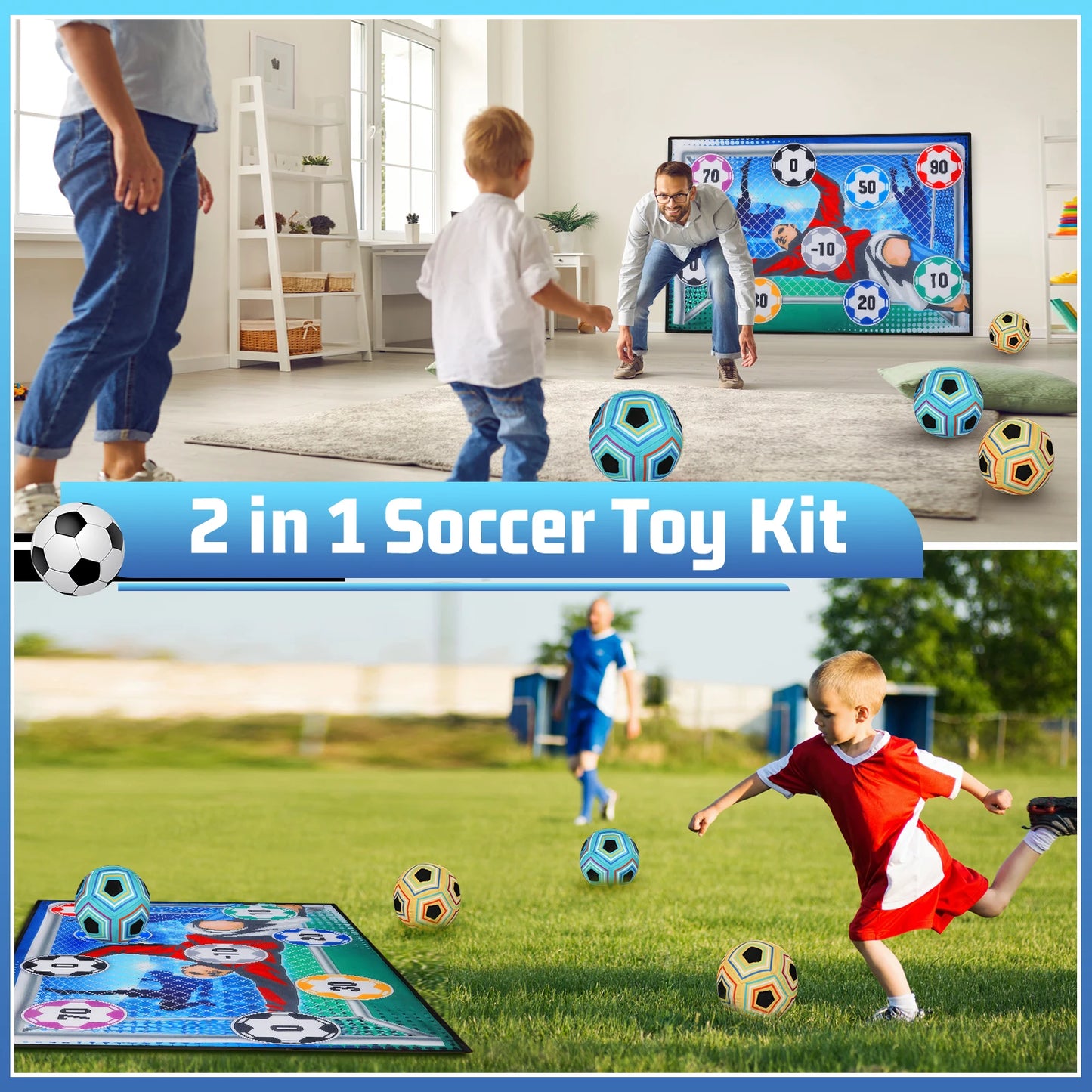 VATOS Foldable Football Ball Game Set For Kids Indoor Soccer