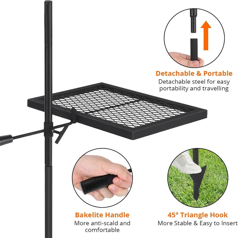 HiMISSCN Swivel Campfire Grill Grate Stainless Steel