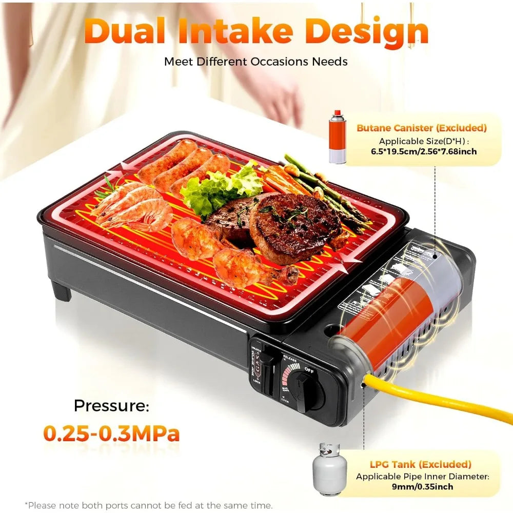Portable Gas Grill Stove With Adjustable Firepower Camping