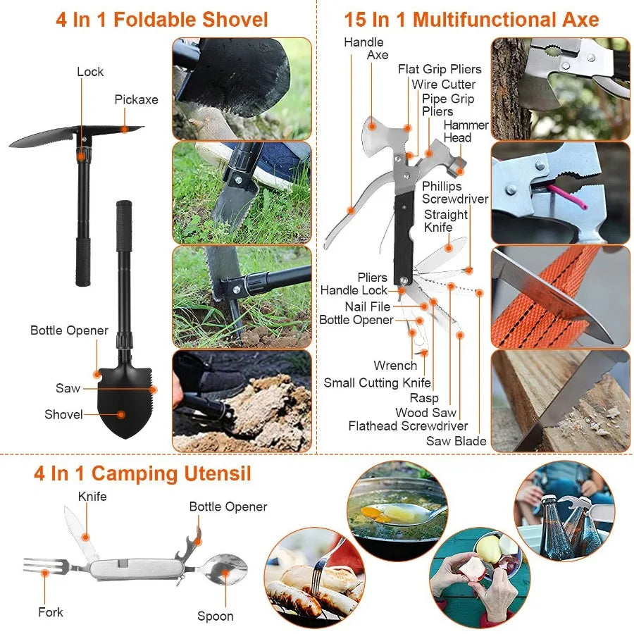 125Pcs Survival Kit Emergency Gear Outdoor Adventure