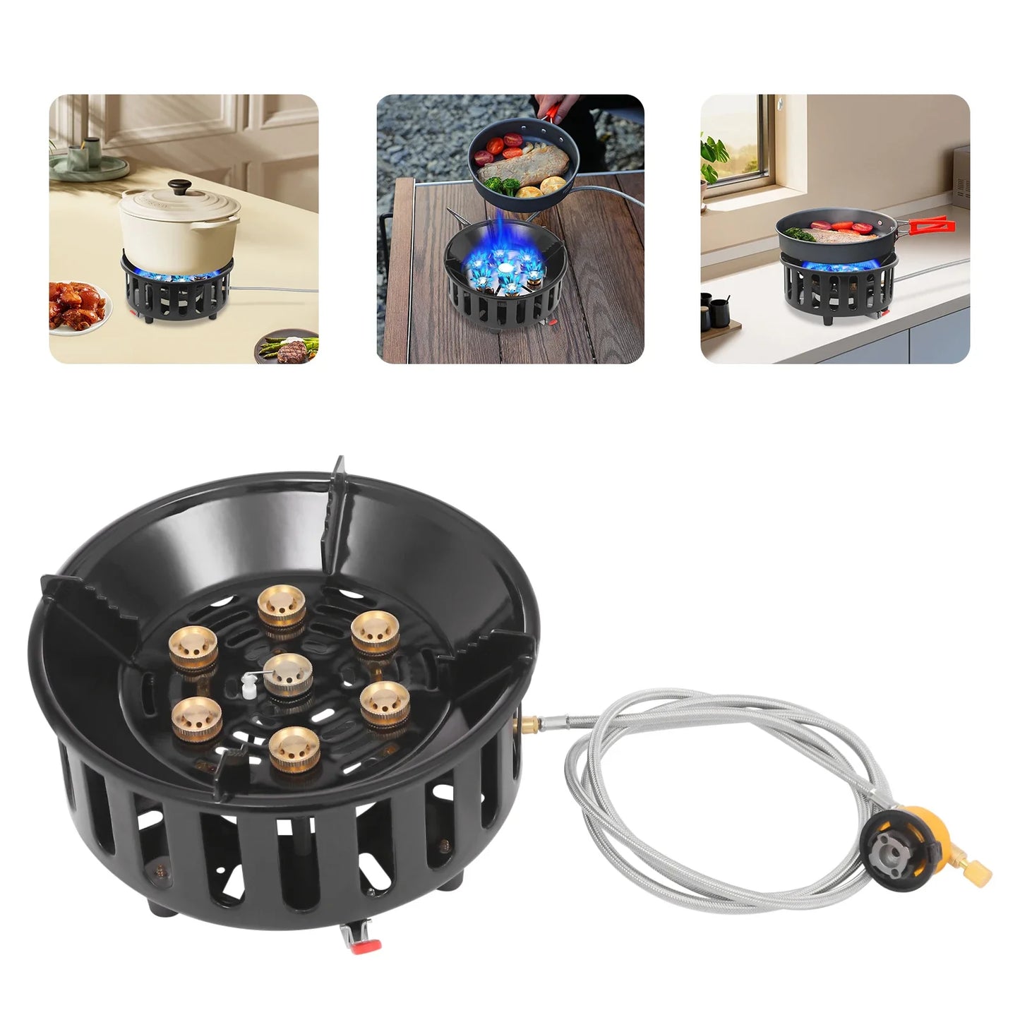 Portable Camping Gas Stove 21000W Windproof With Adapter