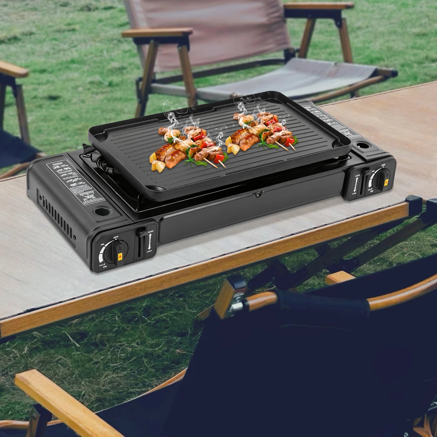 Portable 2 Burner Camping Stove for Travel and Outdoors
