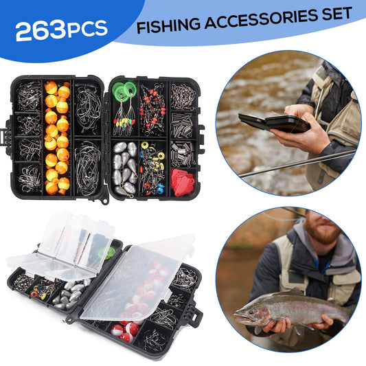 Docooler 263Pcs Fishing Accessories Kit With Tackle Box