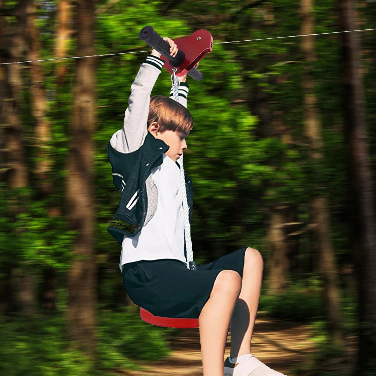 Electric Zipline Kit With Harness And Trolley For Backyards