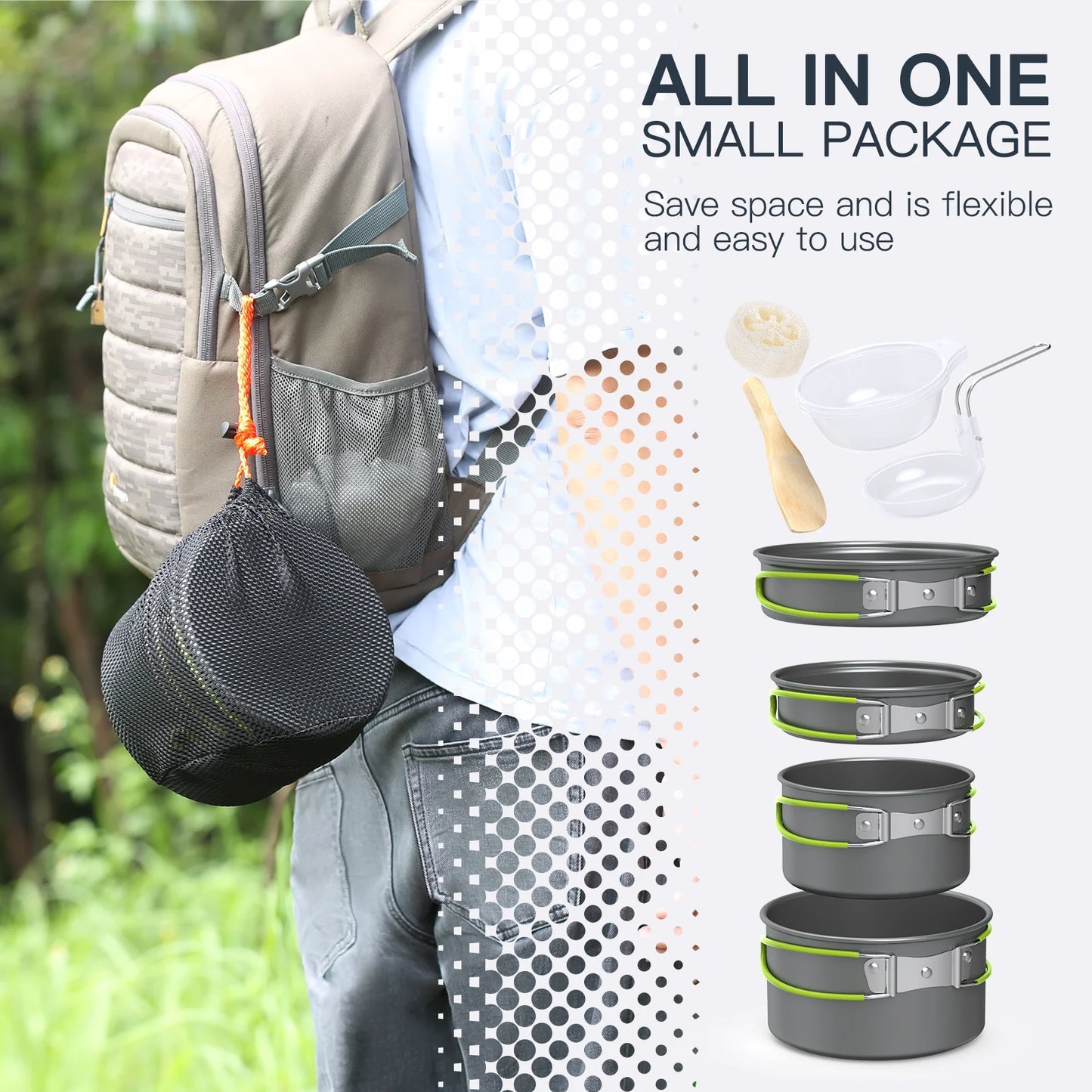LIXADA Outdoor Cookware Tableware Set for 2 to 3 Camping