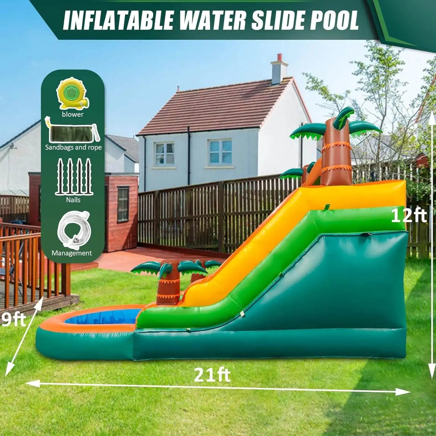 King Inflatable Water Slide Pool Bounce House For Outdoors