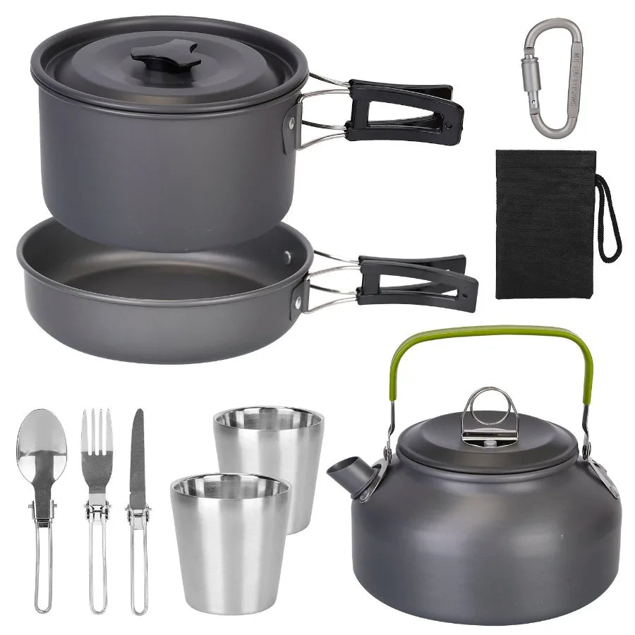 Electric Camping Cookware Set Aluminum Pot Pans Kit