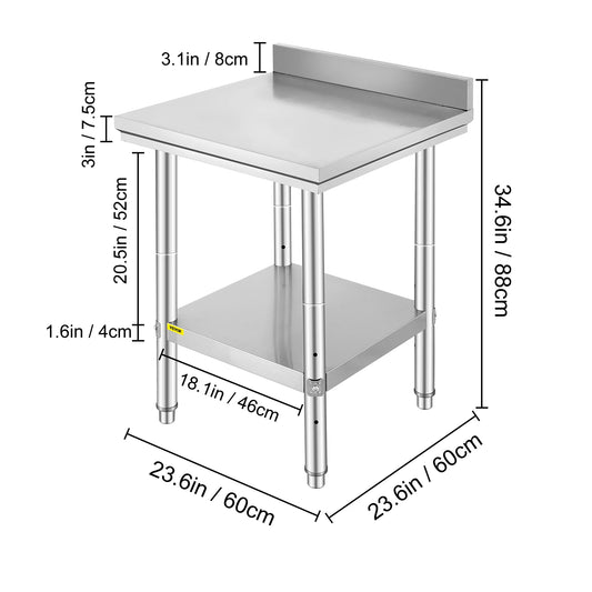 Stainless Steel Commercial Work Table With Undershelf 330LBS