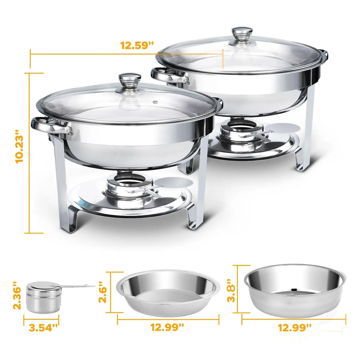 SGODDE Stainless Steel Chafing Dish Buffet Set Glass Lid