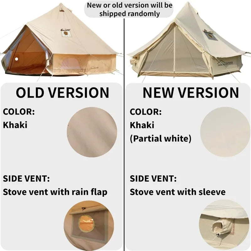 DANCHEL OUTDOOR Canvas Bell Tent With 2 Stove Jacks