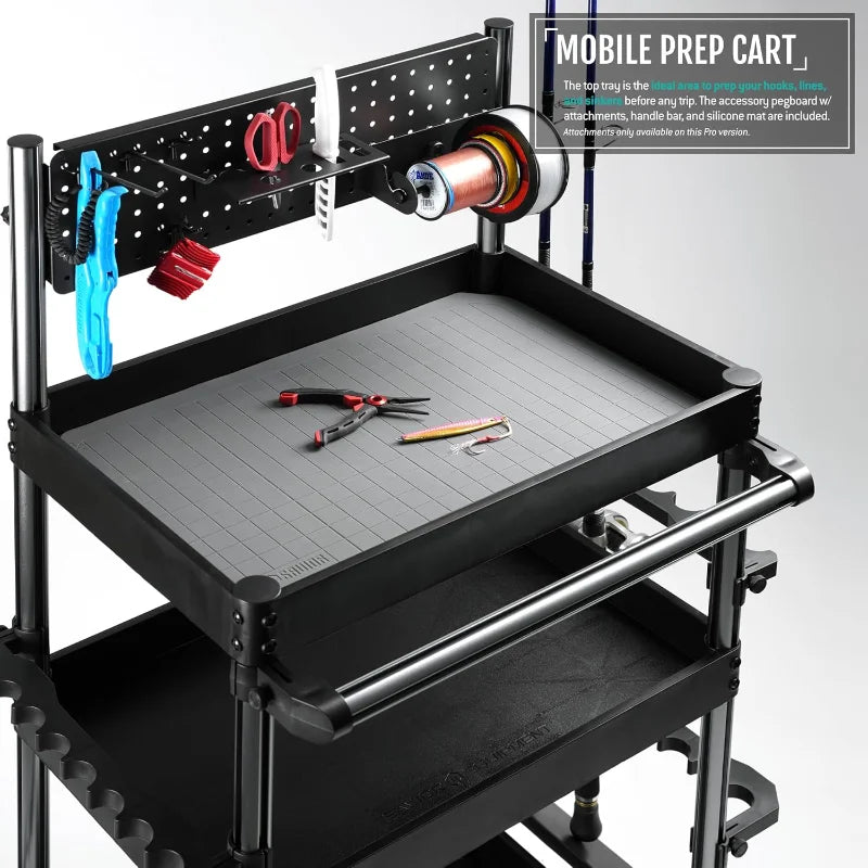 YTYIN Mobile Tackle Station 16 Rod Holder Cart Organizer