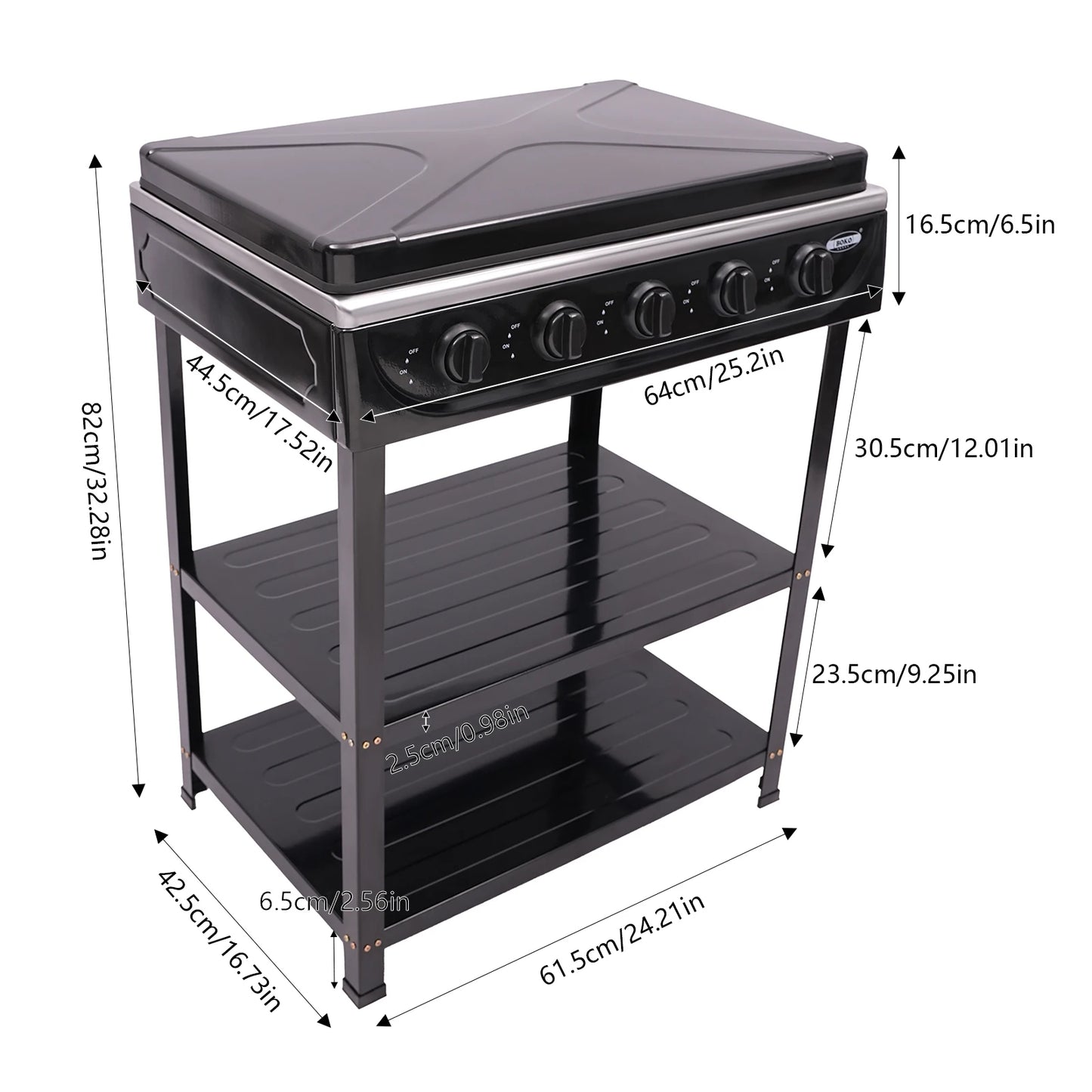 Five Burner Outdoor Gas Stove For Camping And BBQ Grill