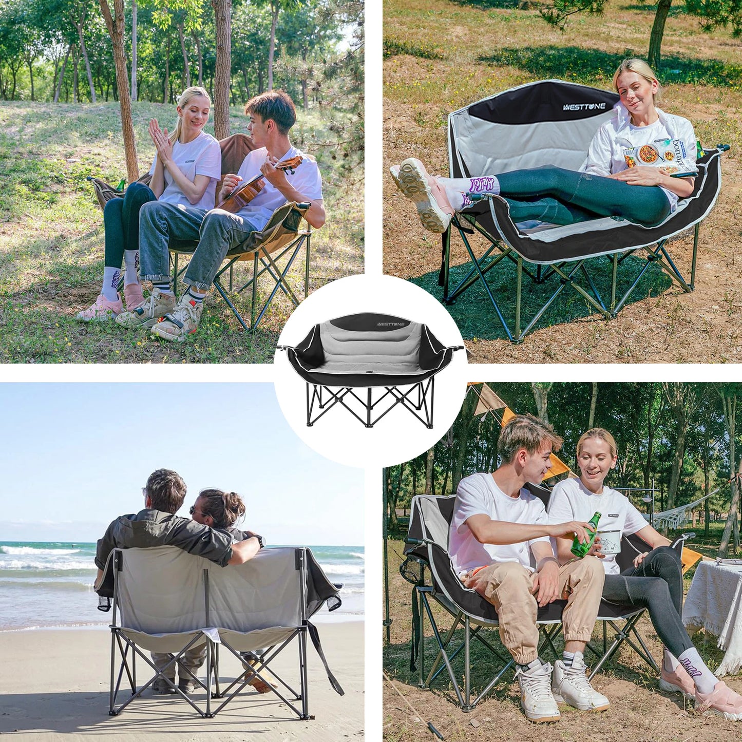Westtune Double Camping Chair Oversized Loveseat Outdoor