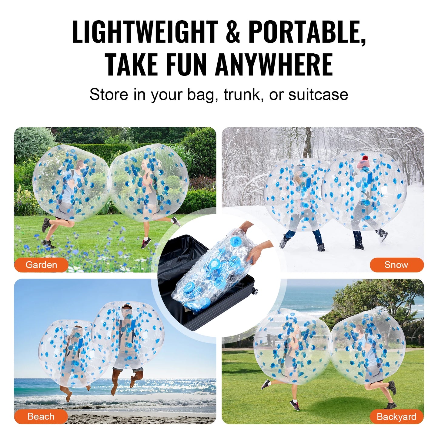 SucceBuy 5FT/1.5M Inflatable Bumper Ball Body Sumo Zorb Balls for Teen & Adult 0.8mm Thick PVC Human Hamster Bubble Balls