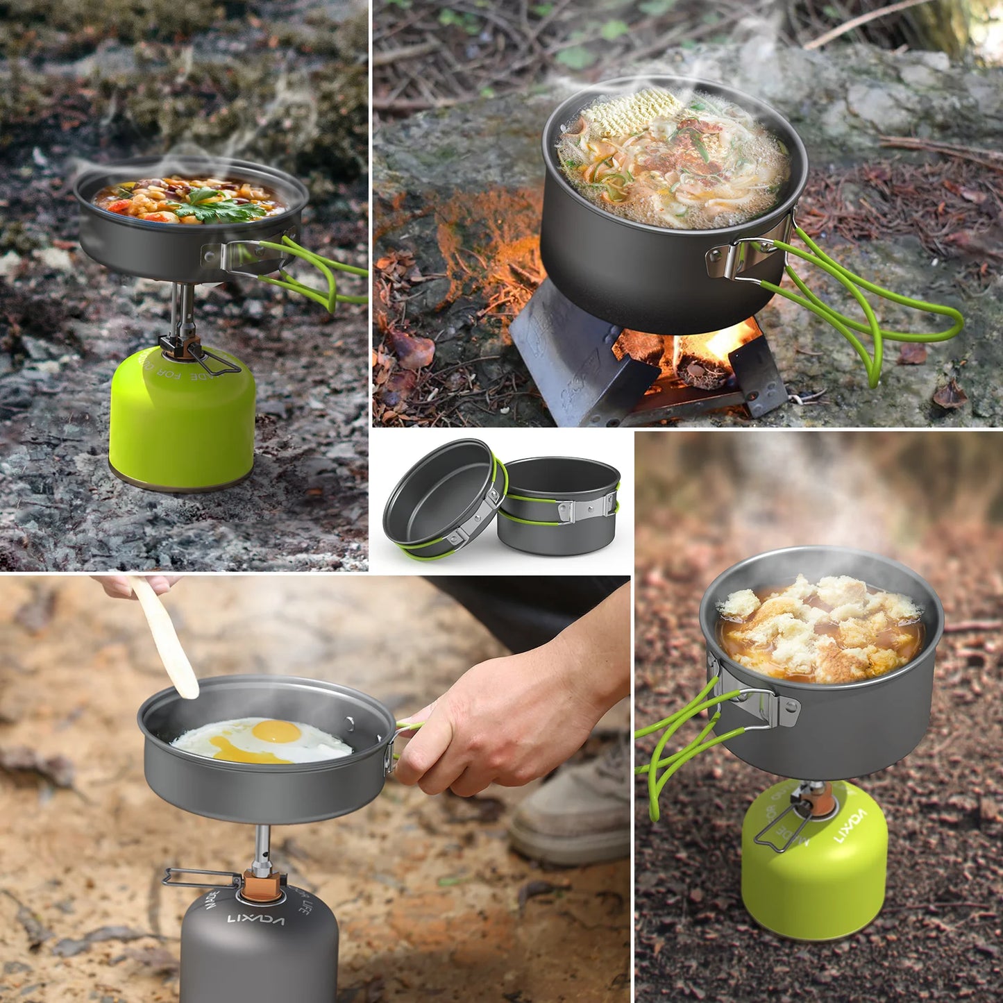 LIXADA Outdoor Cookware Tableware Set for 2 to 3 Camping