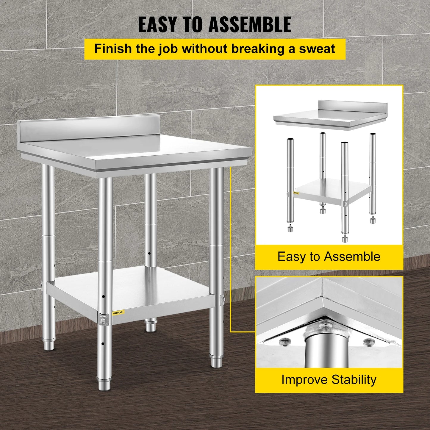 Stainless Steel Commercial Work Table With Undershelf 330LBS