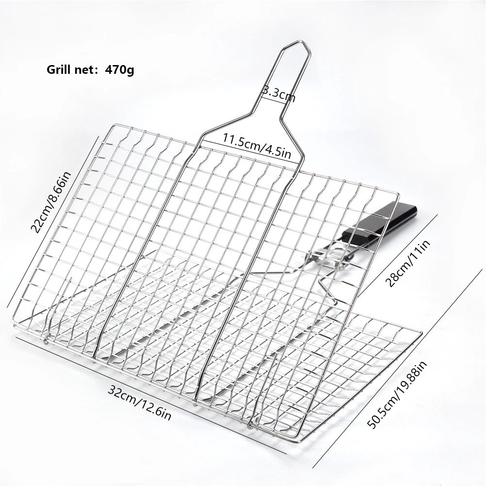 ANENG BBQ Grilling Basket Folding Outdoor Rack Stainless