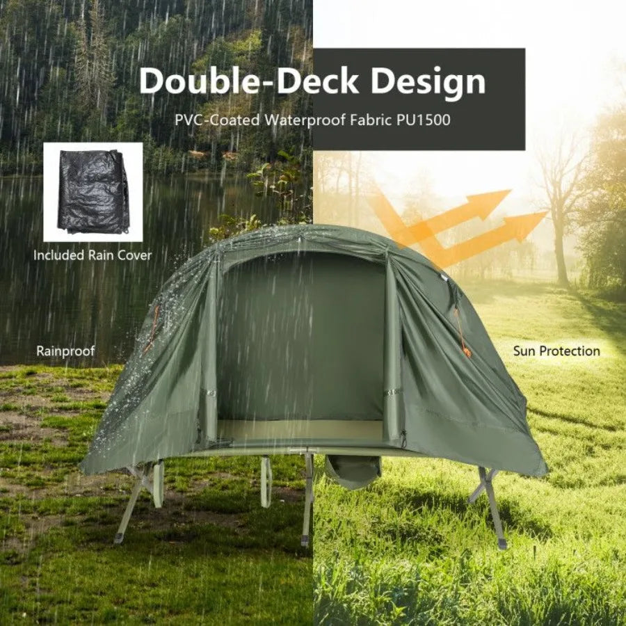 Electric One Person Cot Elevated Tent With External Cover