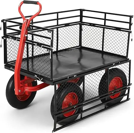 Heavy Duty Steel Garden Cart With Removable Mesh Sides