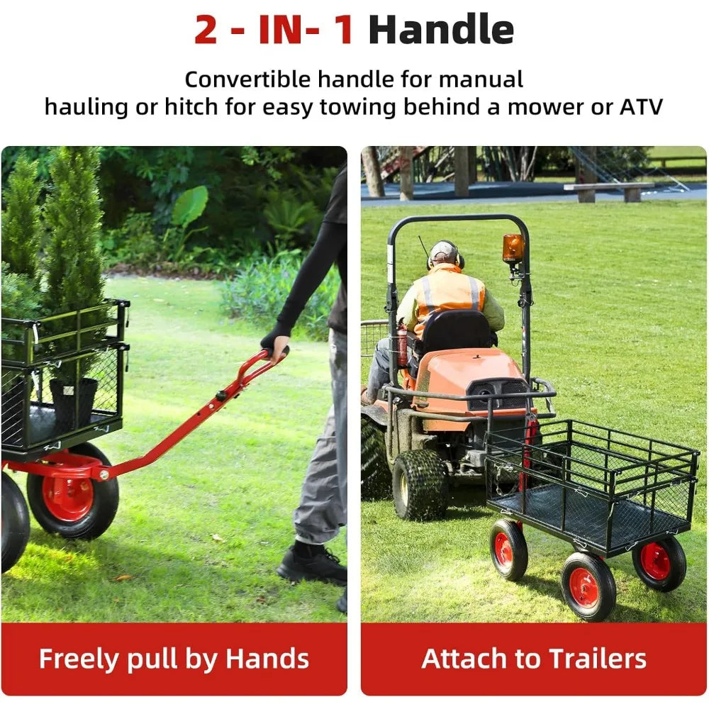 Heavy Duty Steel Garden Cart With Removable Mesh Sides