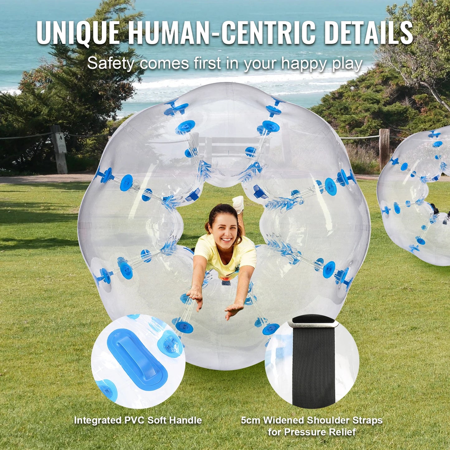 SucceBuy 5FT/1.5M Inflatable Bumper Ball Body Sumo Zorb Balls for Teen & Adult 0.8mm Thick PVC Human Hamster Bubble Balls