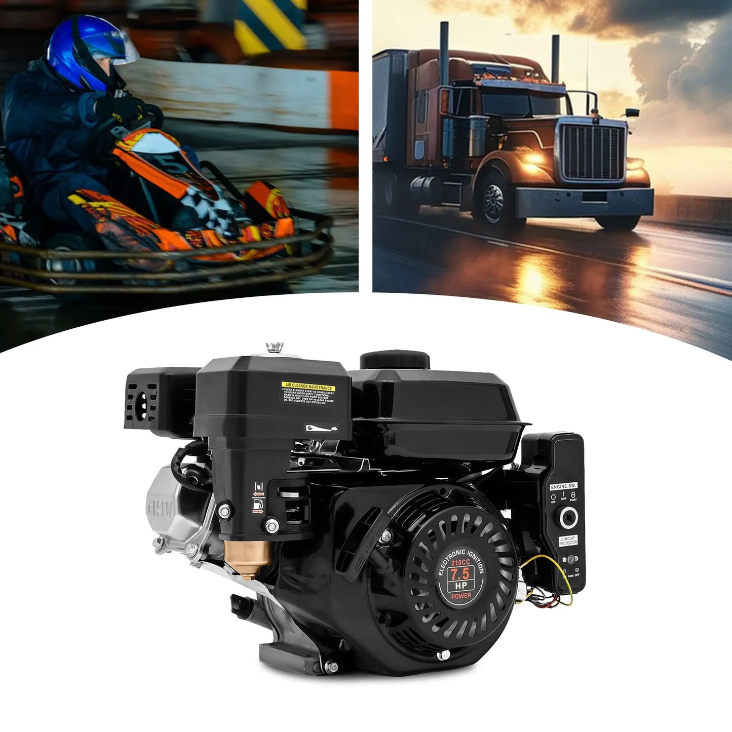 Hign-Concerned 7.5HP Gasoline Engine 210cc 3600RPM Silencer
