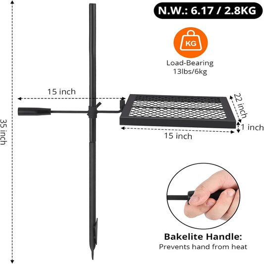 HiMISSCN Swivel Campfire Grill Grate Stainless Steel