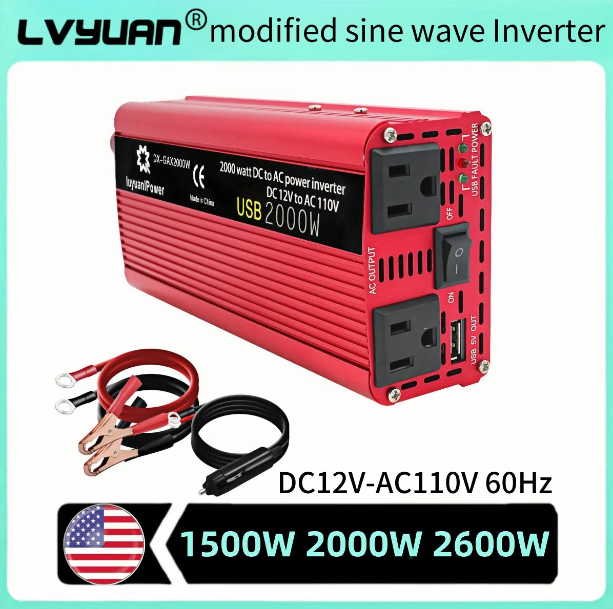 Foval DC To AC Inverter 1500W 2000W 2600W For Vehicles