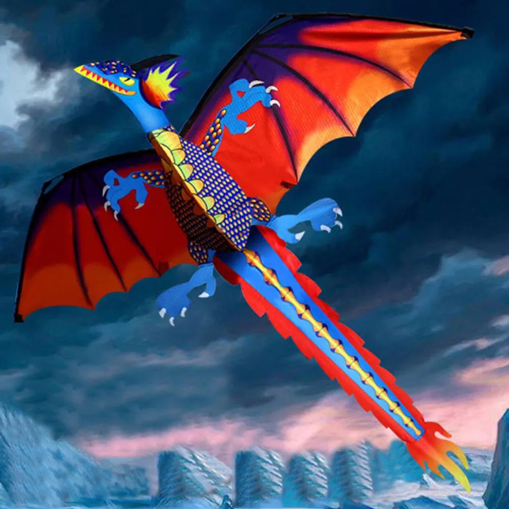 3D Dragon Kite Kids Outdoor Flying Toy With Tail Fun