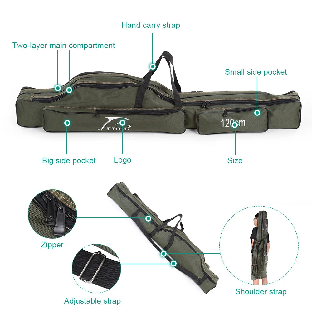 Hign Concerned Portable Folding Fishing Rod Carrier Canvas
