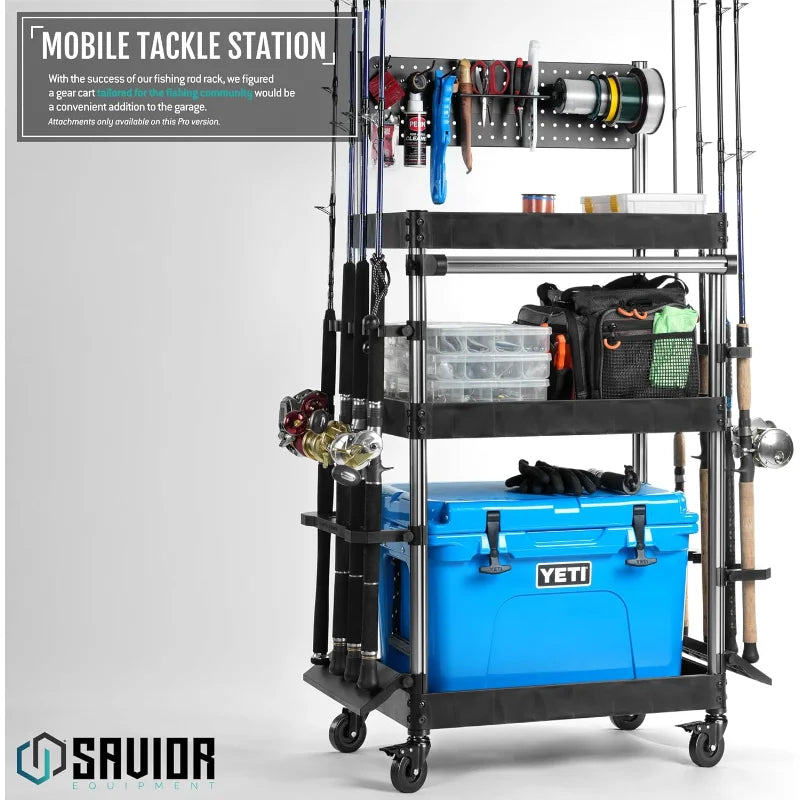 YTYIN Mobile Tackle Station 16 Rod Holder Cart Organizer
