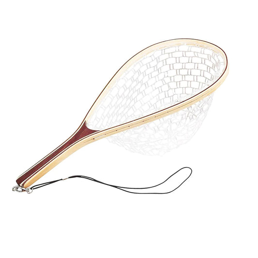 HiMIS Fishing Net Trout With Wooden Handle Rubber Mesh