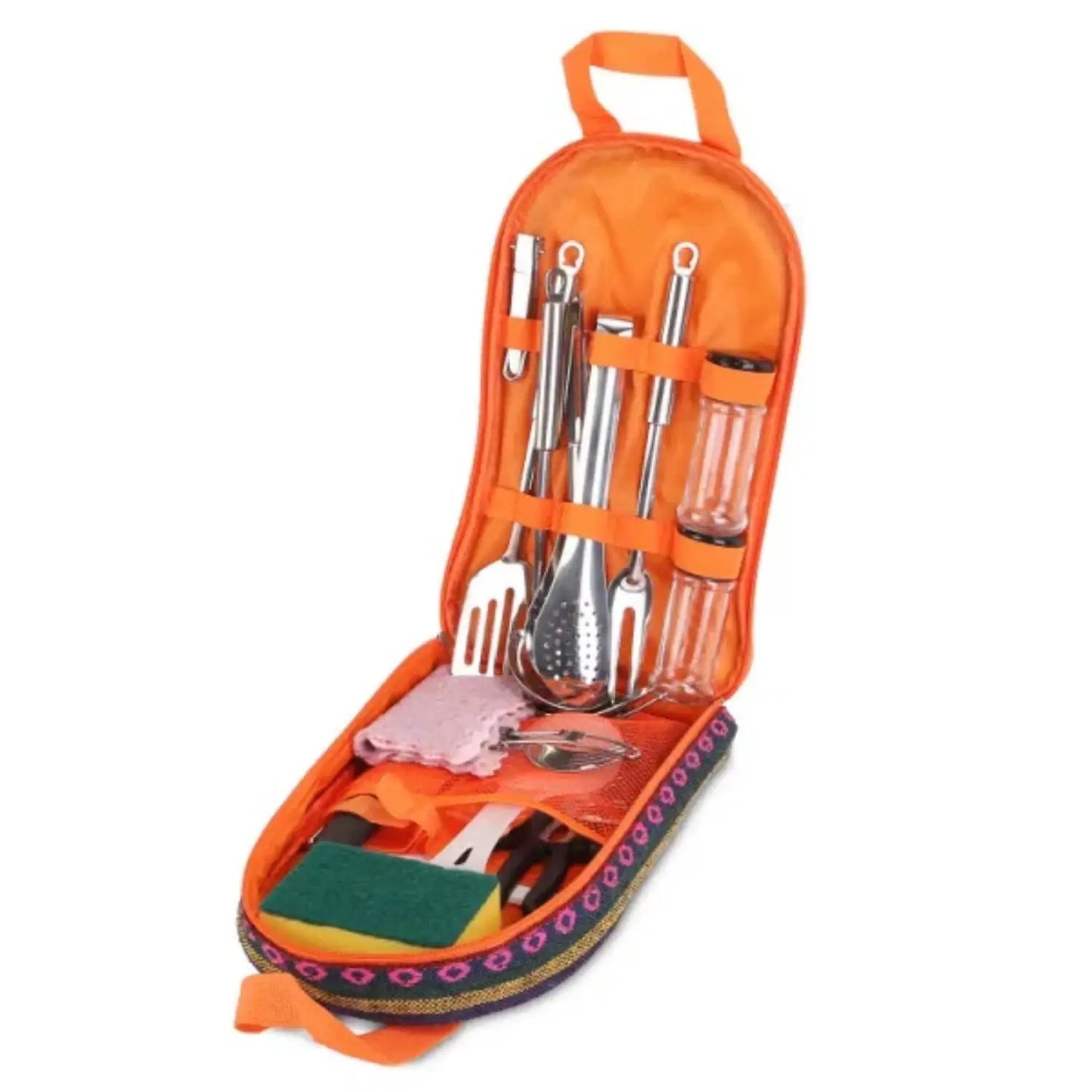 Can Hold 19Pcs Camping Cookware Kit Stainless Steel