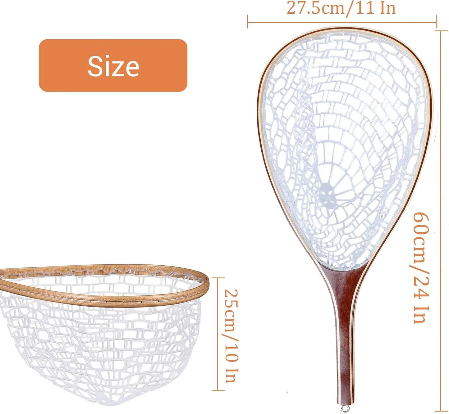 HiMIS Fishing Net Trout With Wooden Handle Rubber Mesh