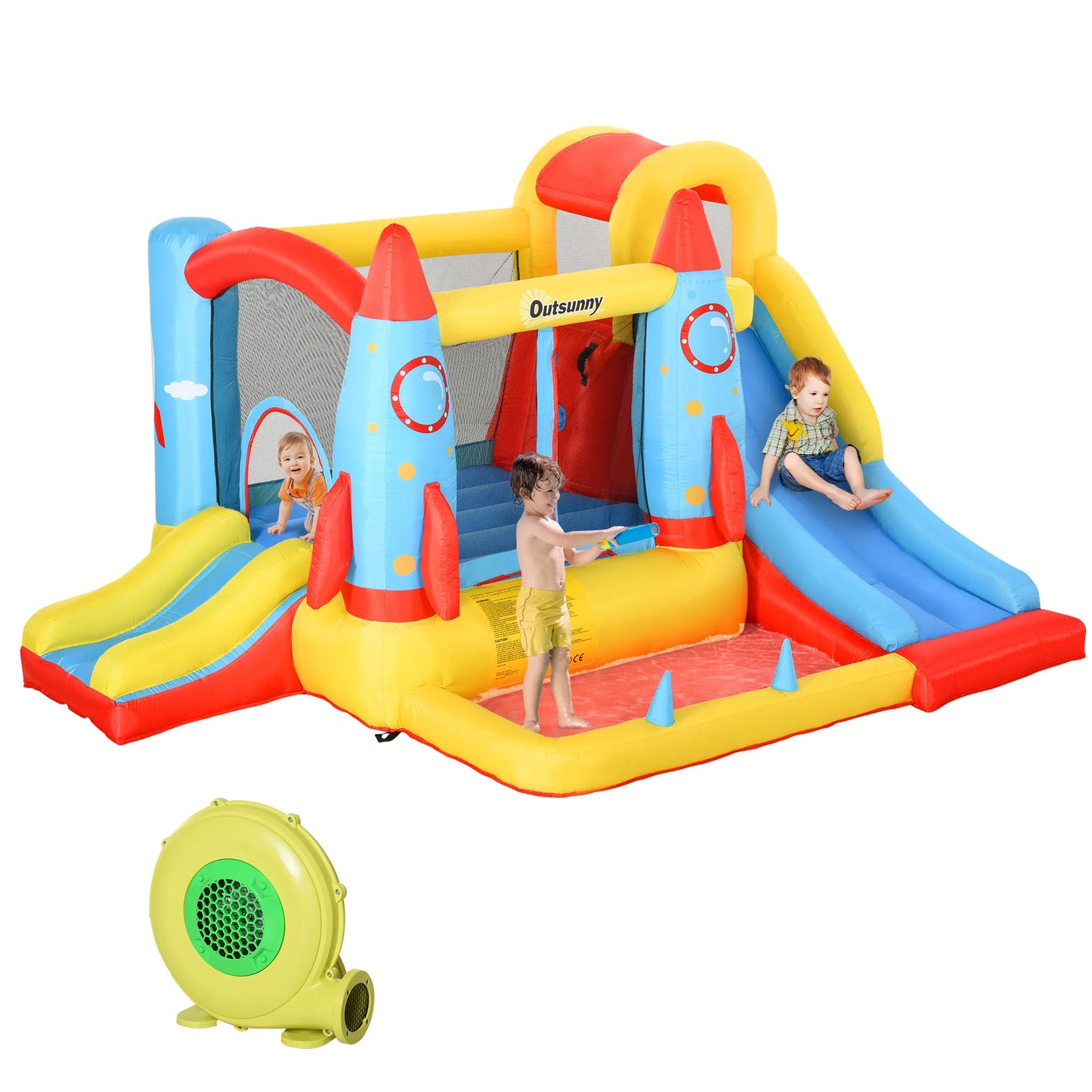 Design Inflatable Castle Trampoline With Slides And Climbing