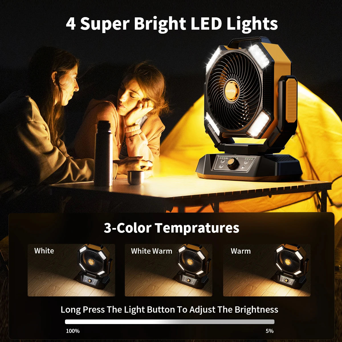 Portable Camping Fan 40000mAh LED Lantern Remote 8 Speeds