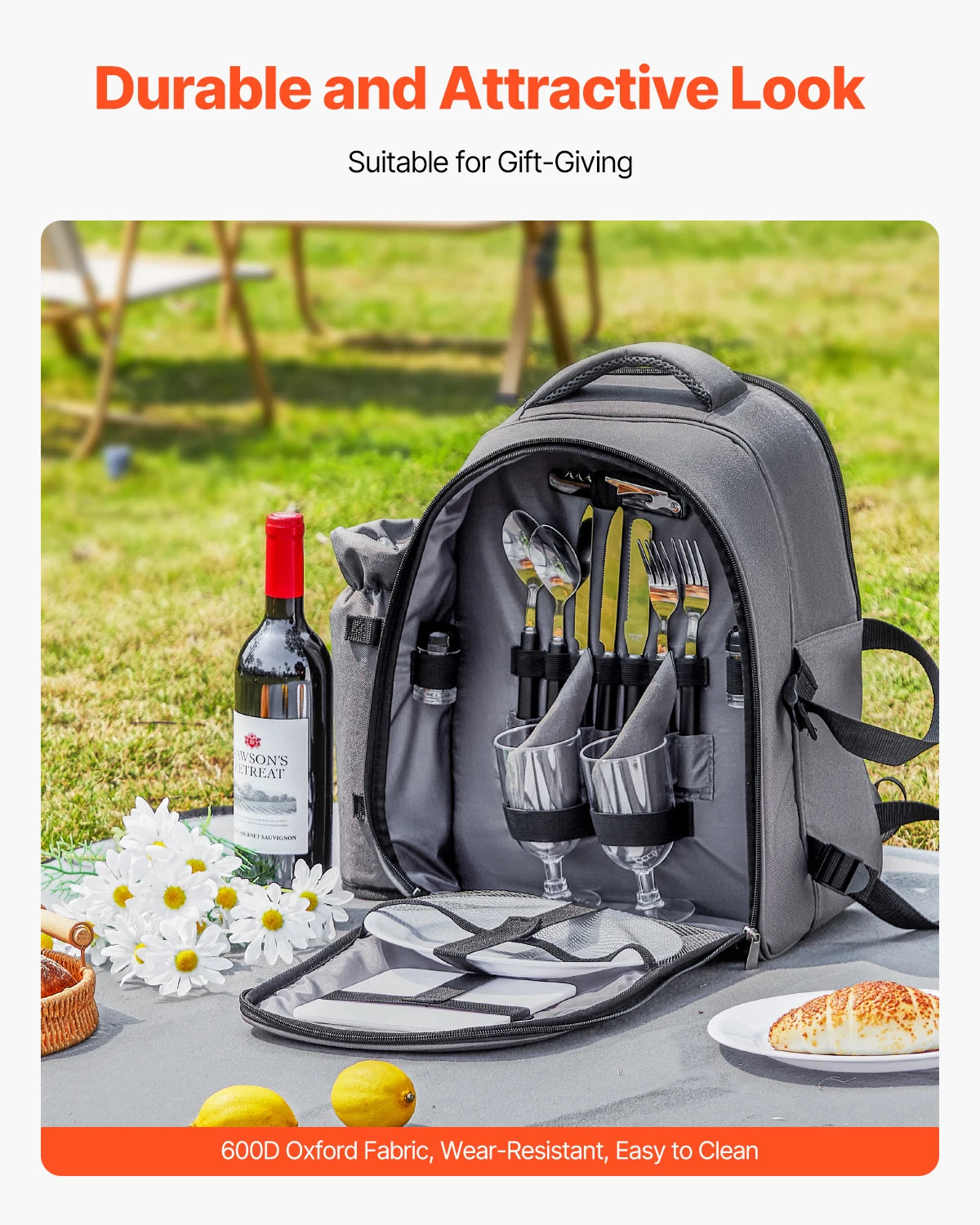 VEVOR Picnic Backpack With Detachable Bottle Holder Plates