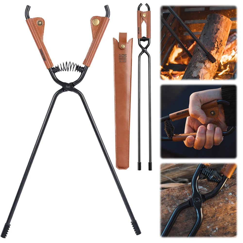 APWIKOGER Camping Fire Poker BBQ Leather Cover Bonfire Clip