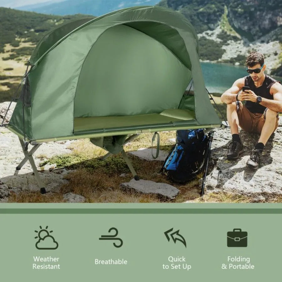 Electric One Person Cot Elevated Tent With External Cover